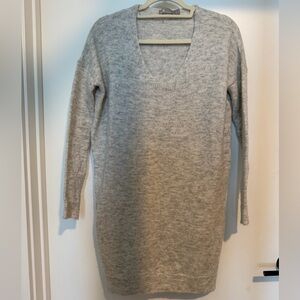 ASOS Heather Gray V-Neck Knit Dress